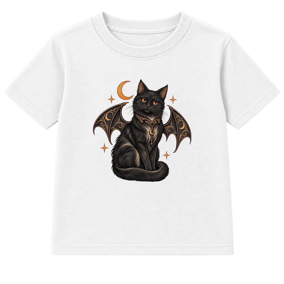 Crescent Moon Cat adult Halloween t-shirt - White
