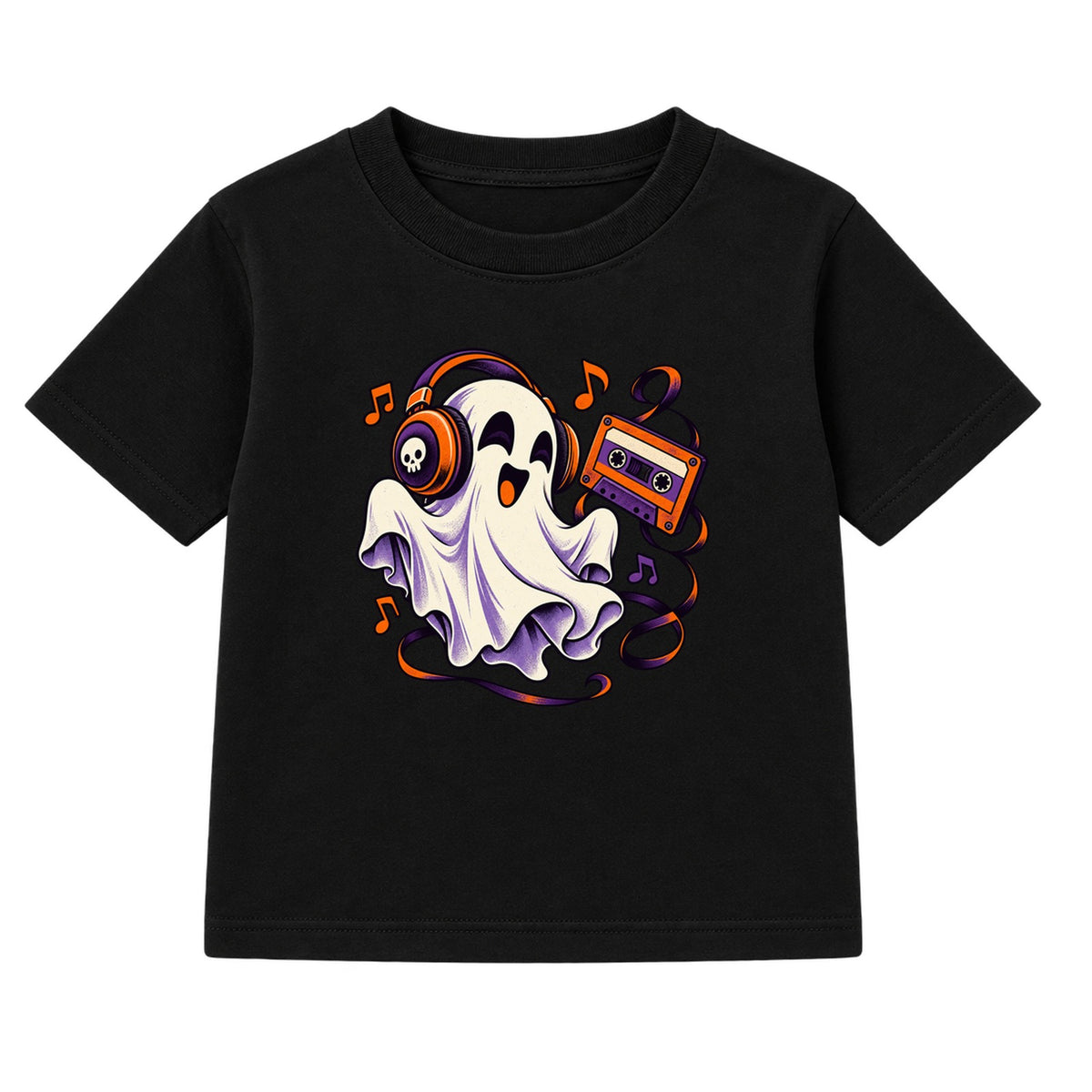Headphone Ghost adult Halloween t-shirt - Black