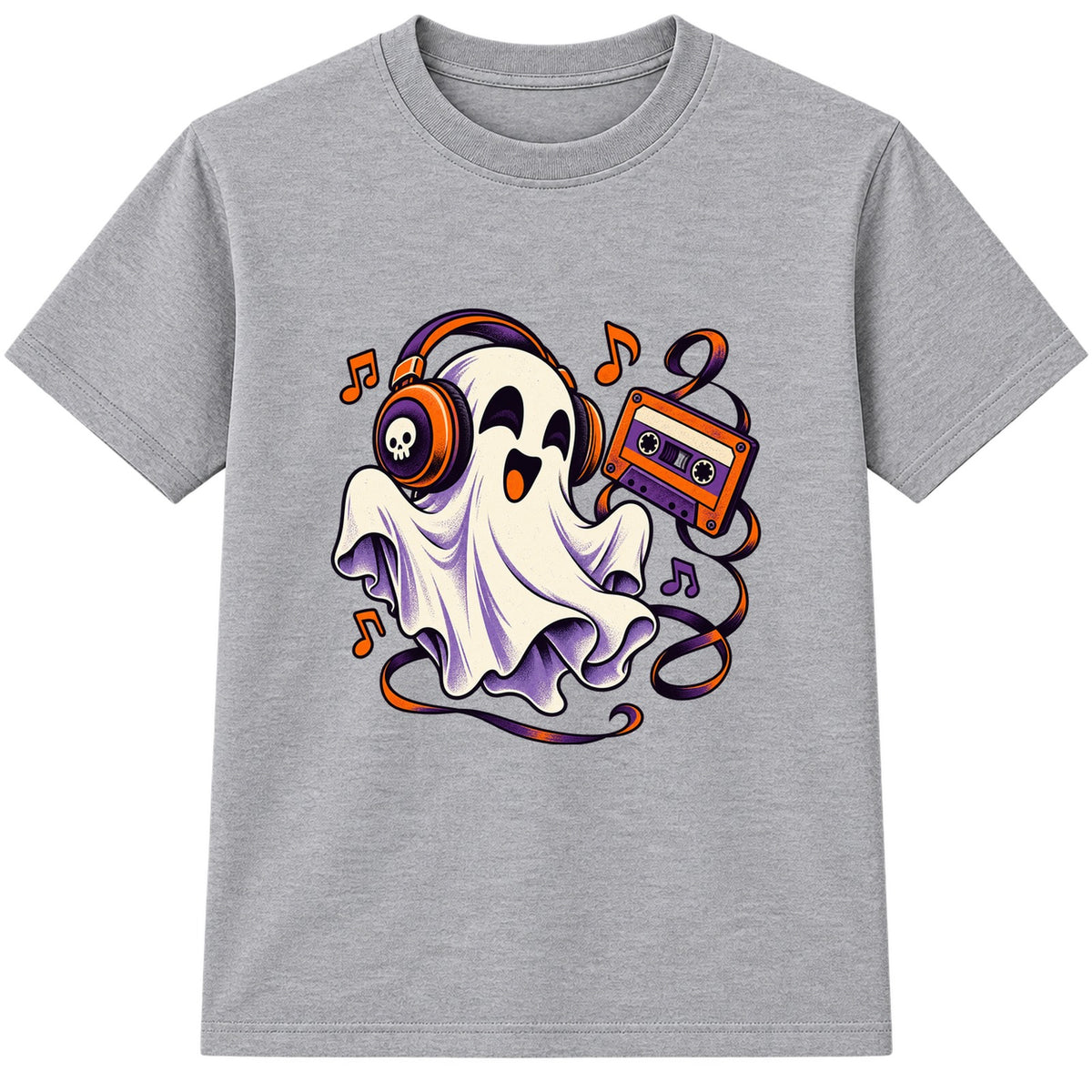 Headphone Ghost adult Halloween t-shirt - Heather Grey