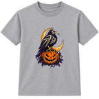 Skeleton Raven adult Halloween t-shirt - Heather Grey