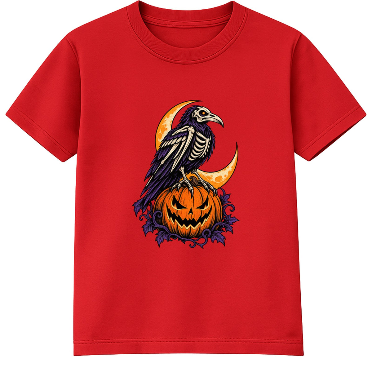 Skeleton Raven adult Halloween t-shirt - Red