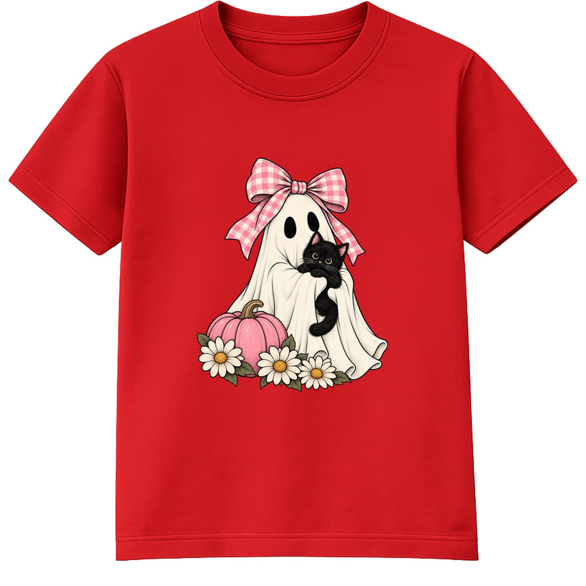 Ribbon Ghost adult Halloween t-shirt - Red