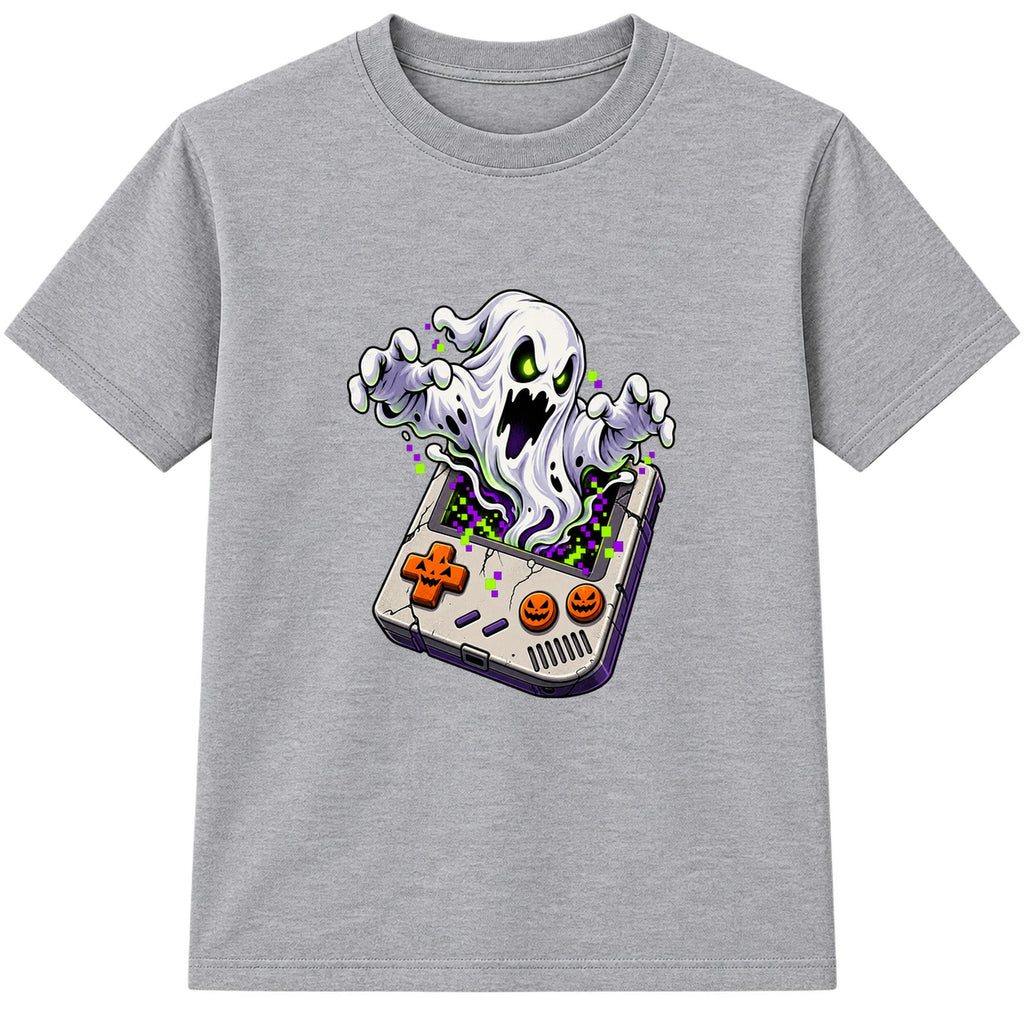 Retro Game Ghost adult Halloween t-shirt - Heather Grey