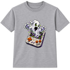 Retro Game Ghost adult Halloween t-shirt - Heather Grey