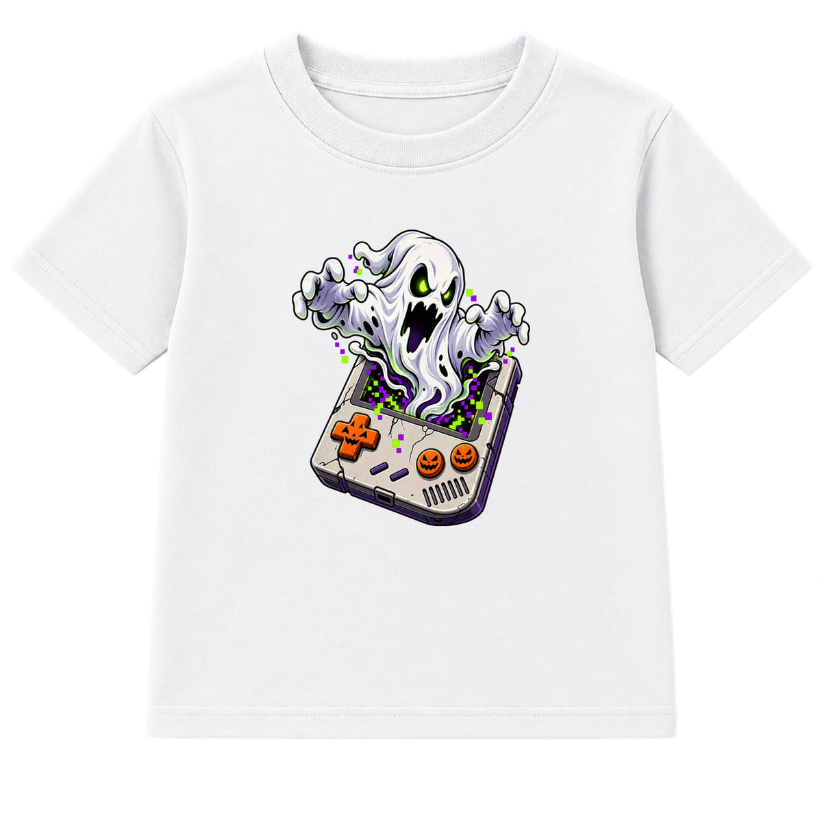 Retro Game Ghost adult Halloween t-shirt - White