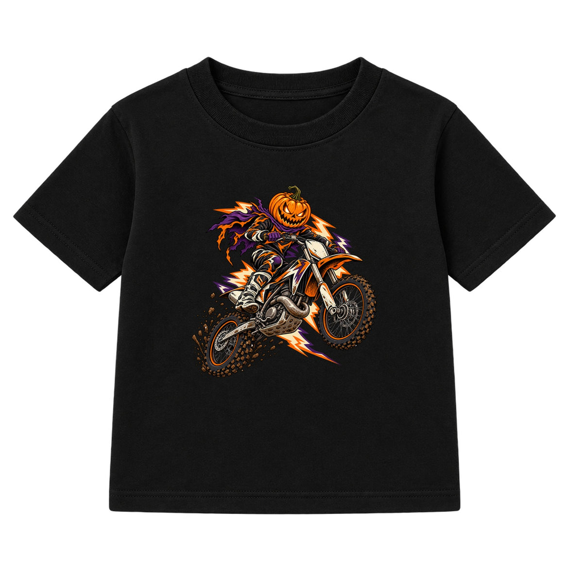 Motocross Pumpkin adult Halloween t-shirt - Black