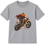 Motocross Pumpkin adult Halloween t-shirt - Heather Grey