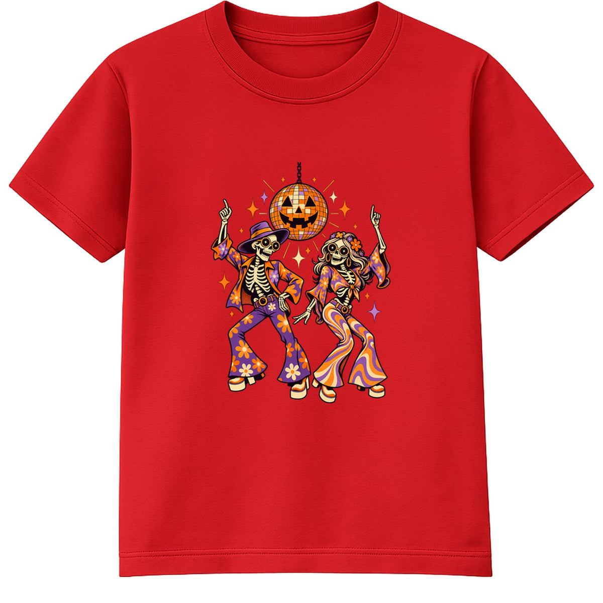 Disco Skeletons adult Halloween t-shirt - Red