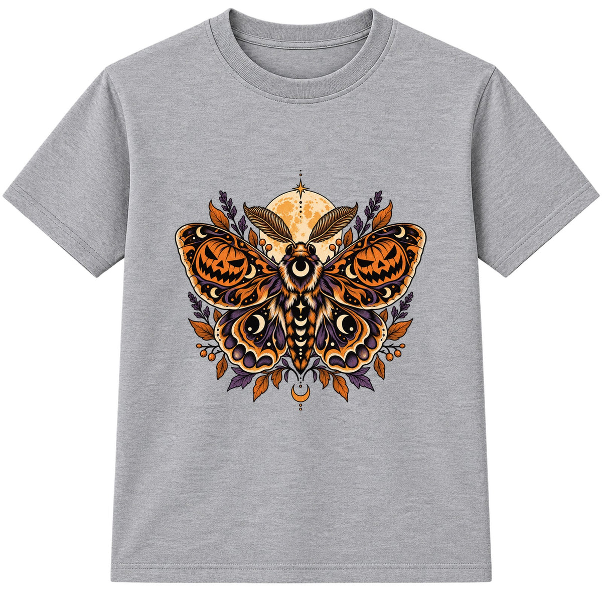 Pumpkin Moth adult Halloween t-shirt - Heather Grey