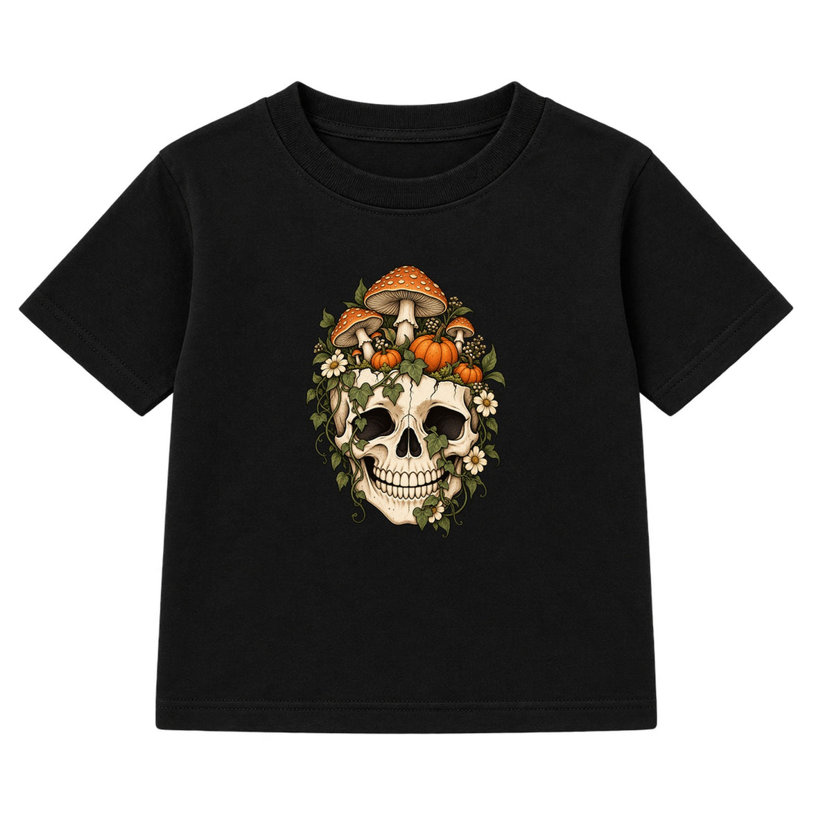 Mushroom Skull adult Halloween t-shirt - Black
