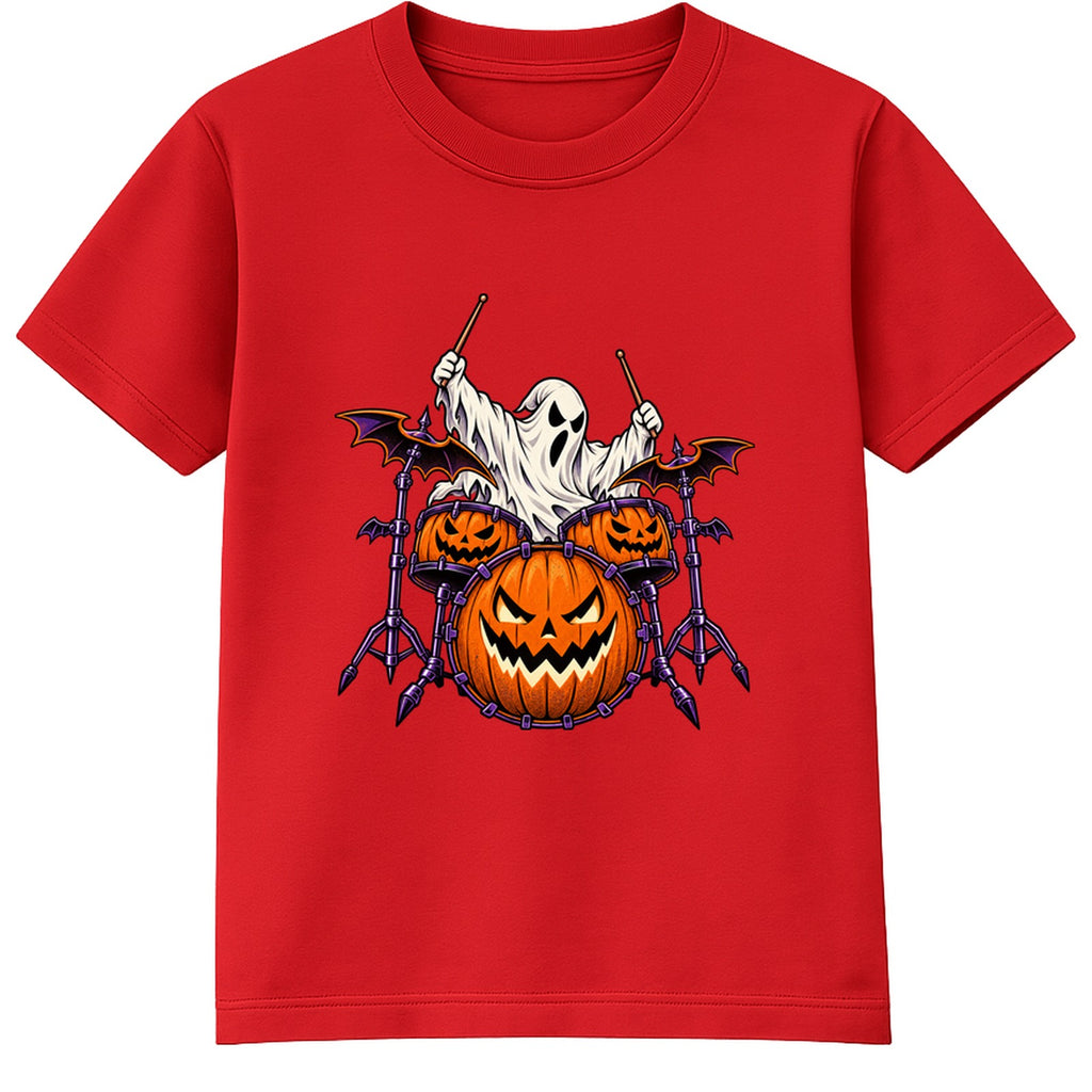 Drummer Ghost kids Halloween t-shirt - Red