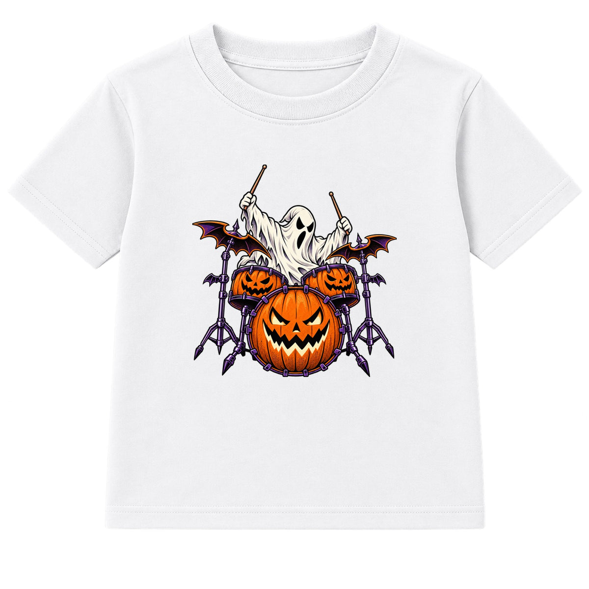 Drummer Ghost kids Halloween t-shirt - White