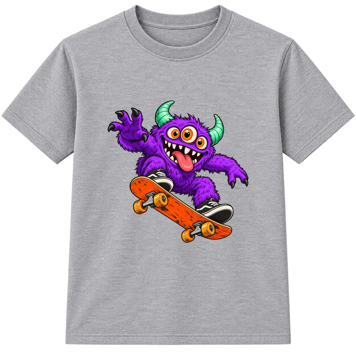 Skate Monster kids Halloween t-shirt - Heather Grey