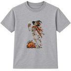 Coffee Skeleton adult Halloween t-shirt - Heather Grey
