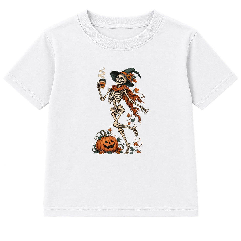 Coffee Skeleton adult Halloween t-shirt - White