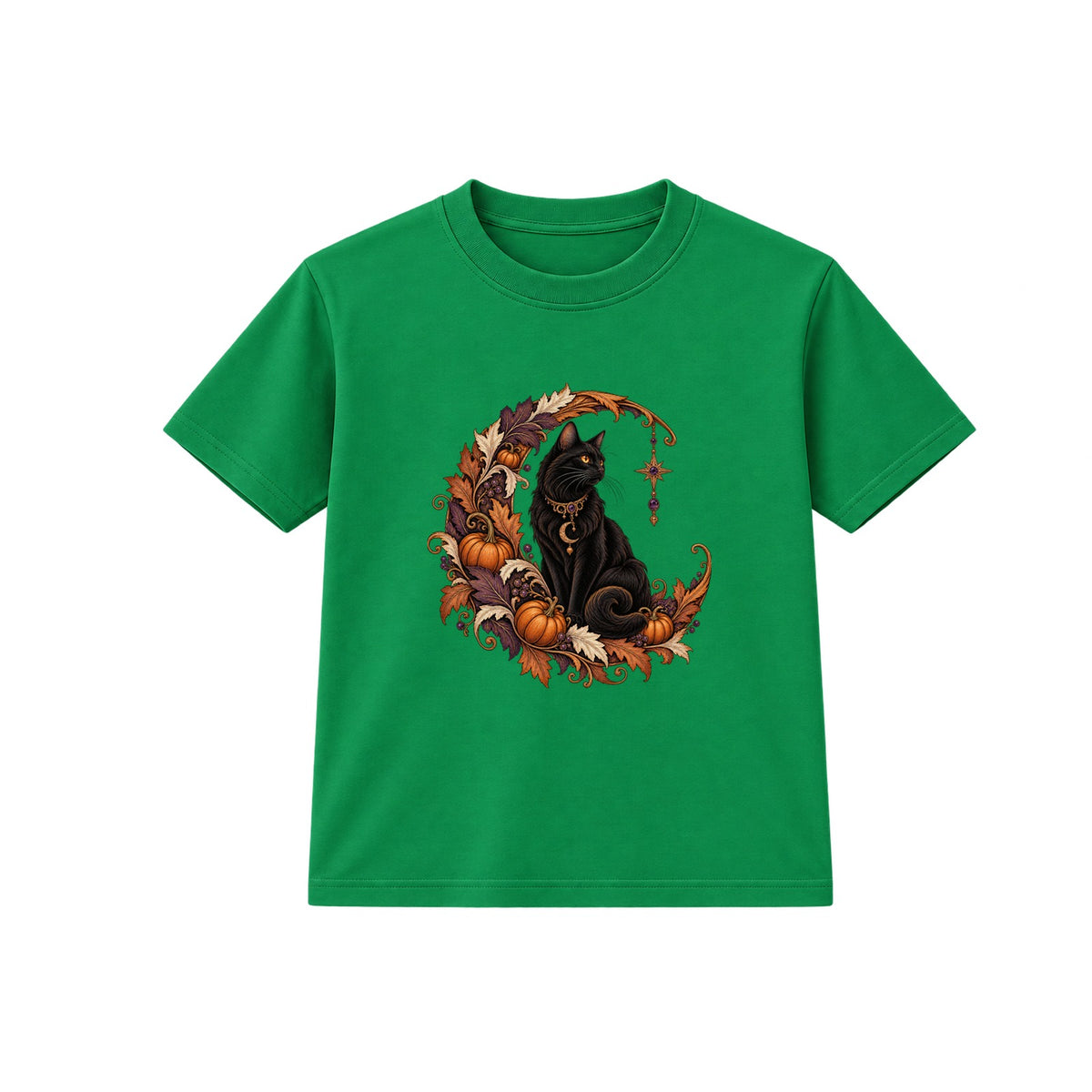Crescent Cat adult Halloween t-shirt - Green
