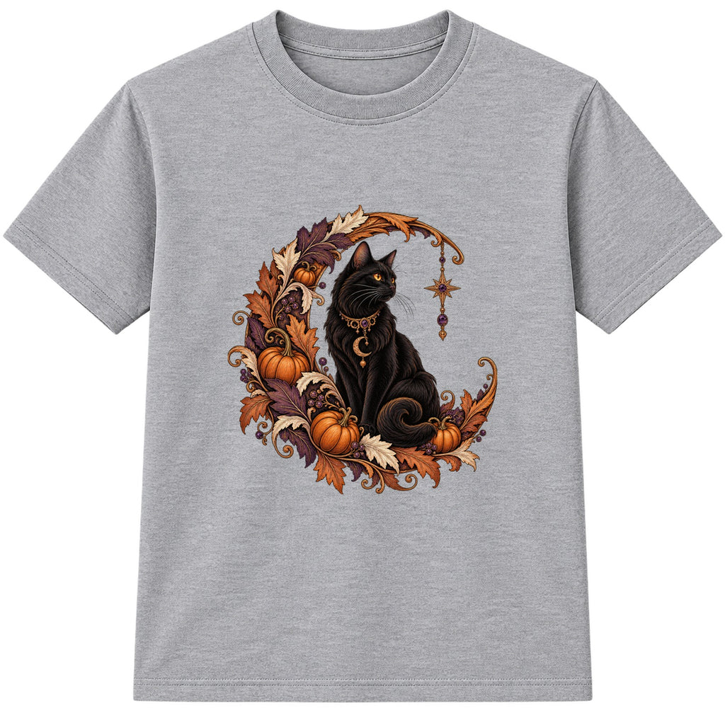 Crescent Cat adult Halloween t-shirt - Heather Grey