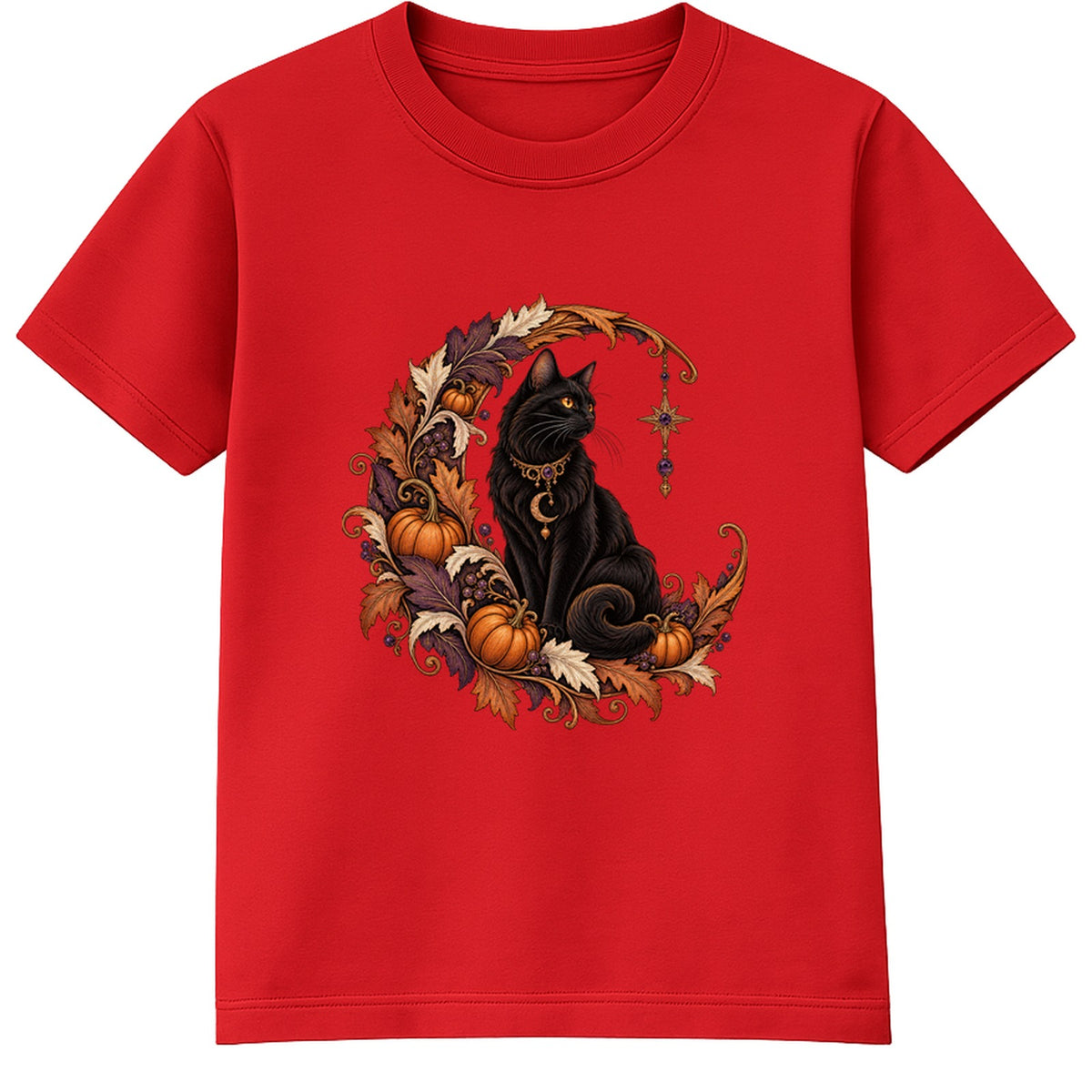 Crescent Cat adult Halloween t-shirt - Red