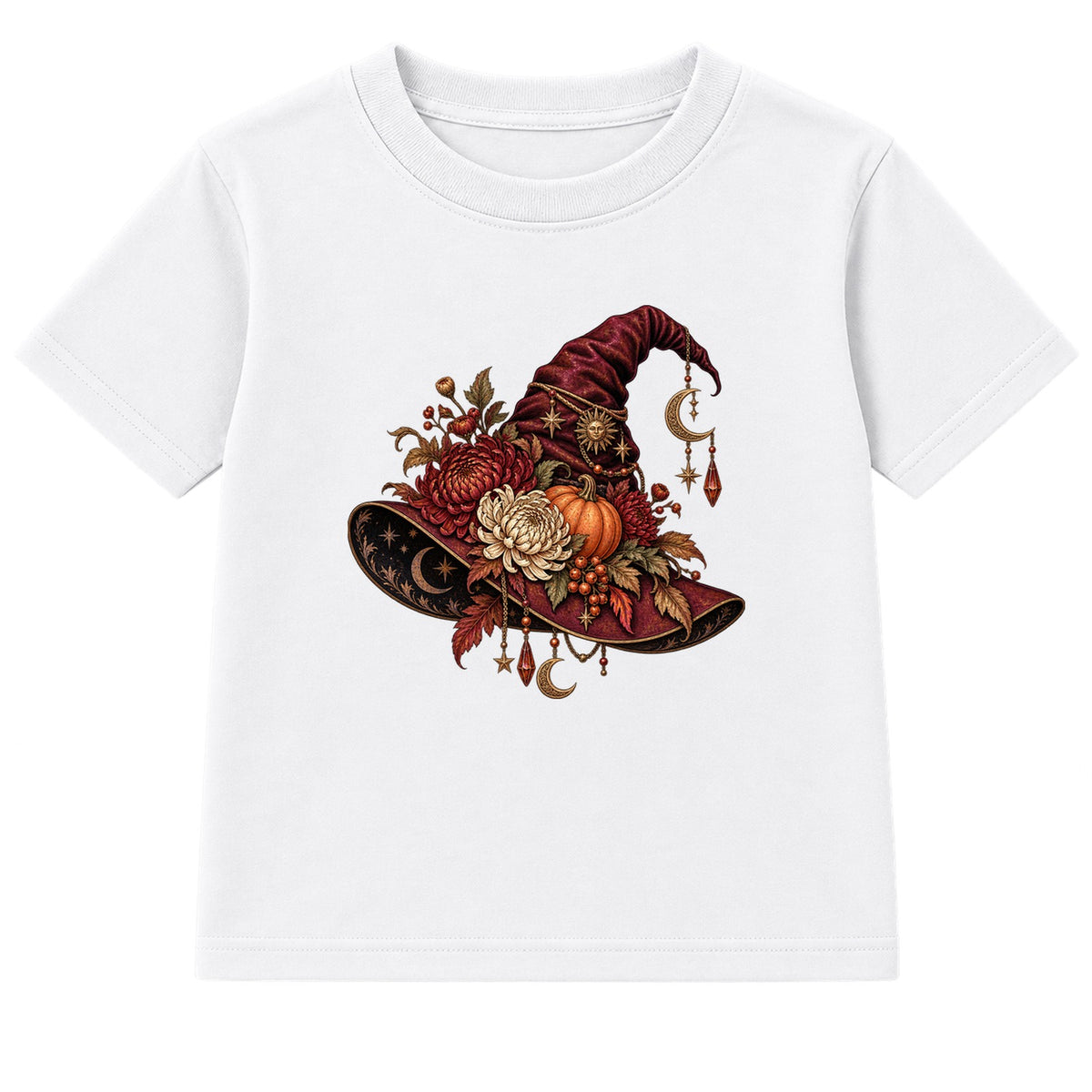 Floral Witch Hat adult Halloween t-shirt - White