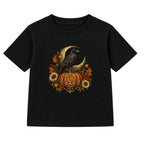 Raven and Pumpkin adult Halloween t-shirt - Black