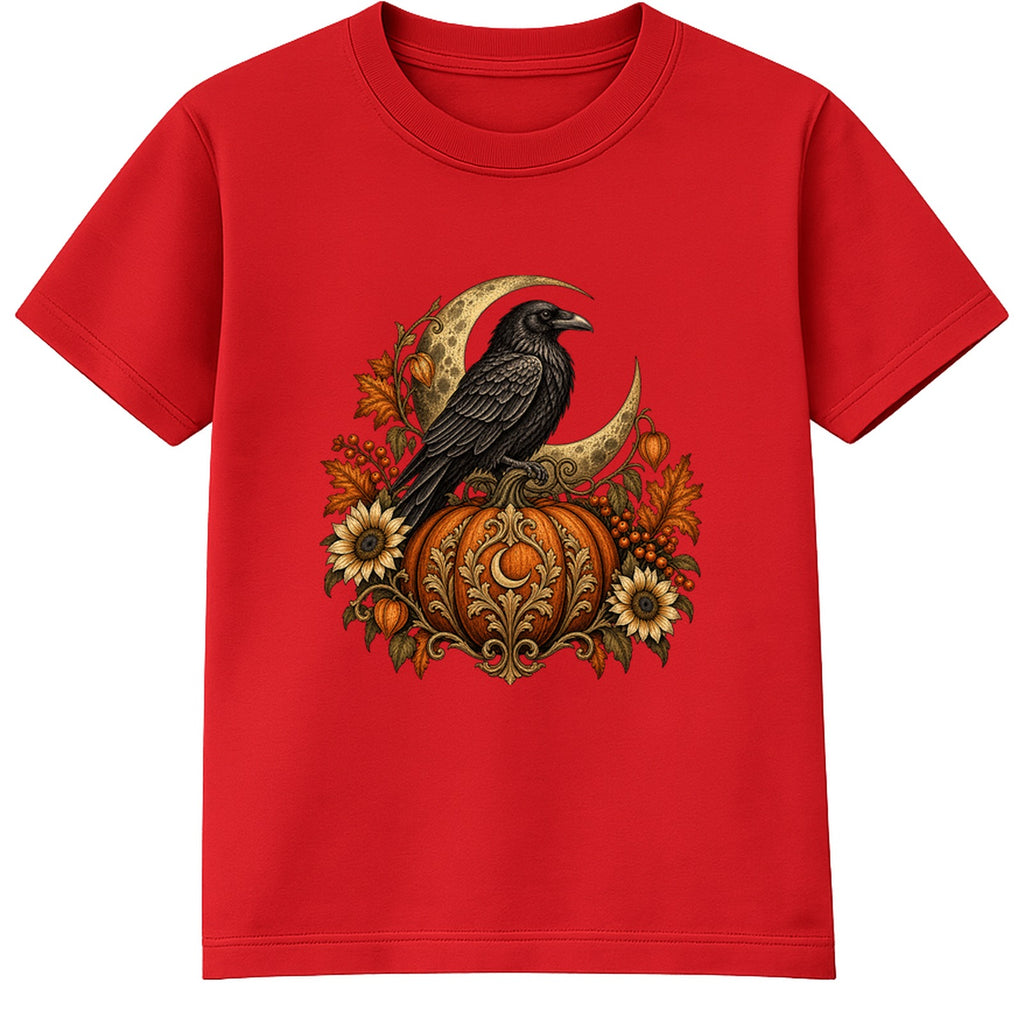 Raven and Pumpkin adult Halloween t-shirt - Red