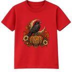 Raven and Pumpkin adult Halloween t-shirt - Red