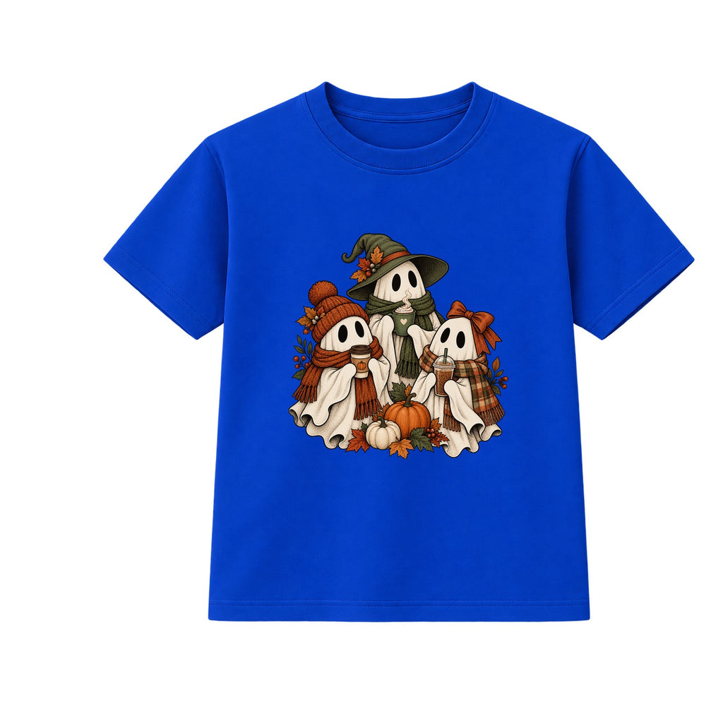 Coffee Ghosts adult Halloween t-shirt - Blue