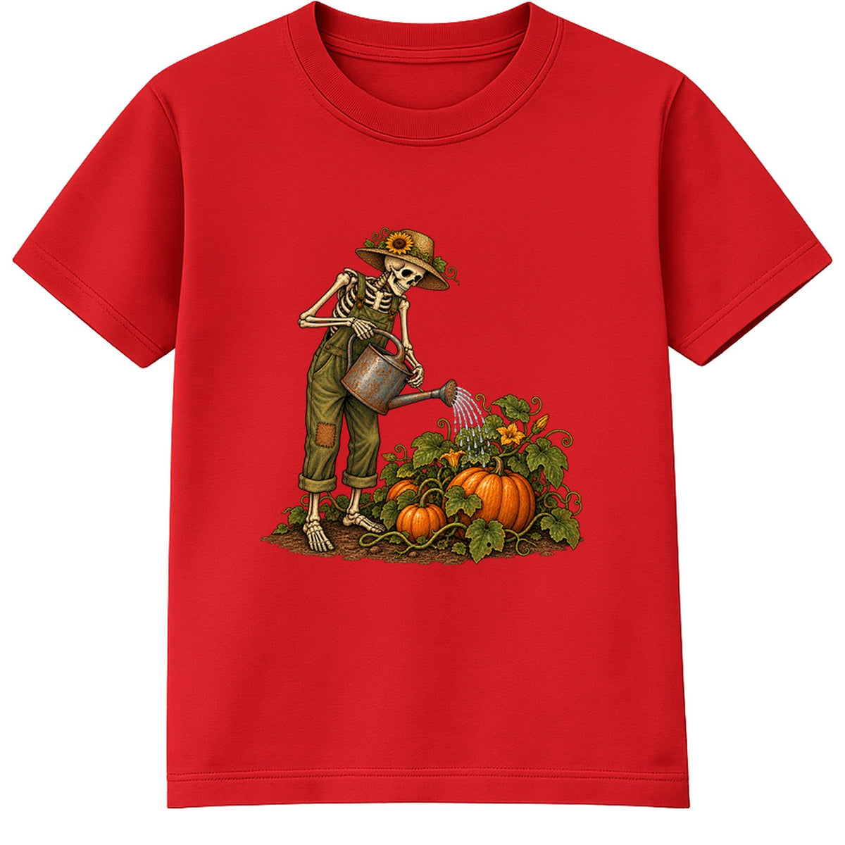 Skeleton Gardener adult Halloween t-shirt - Red