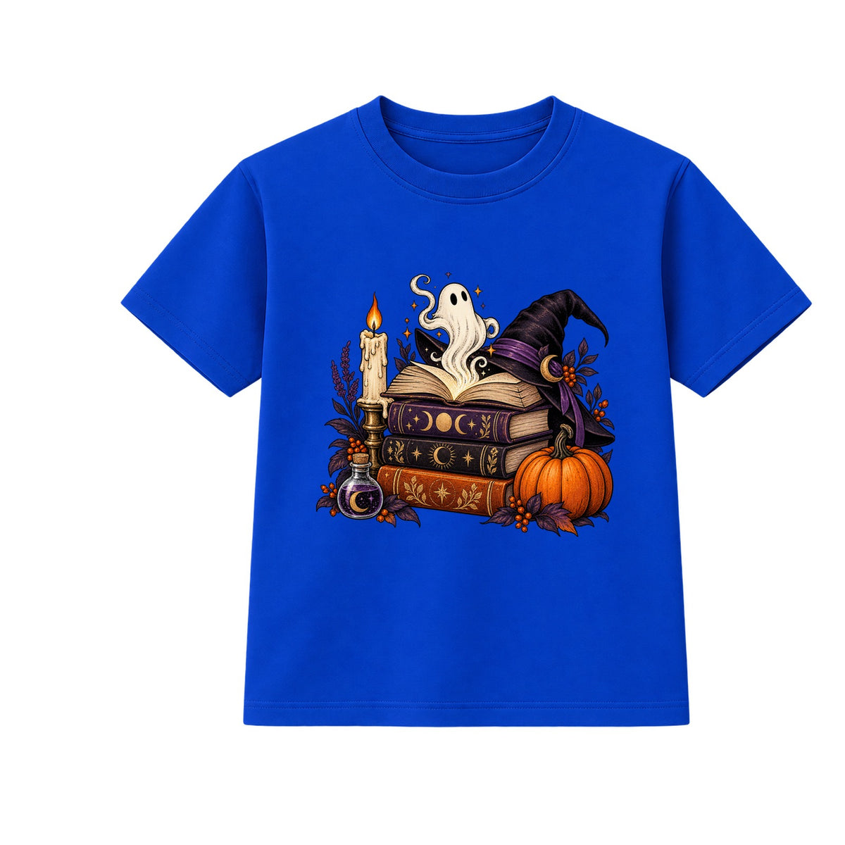 Spellbook Stack adult Halloween t-shirt - Blue