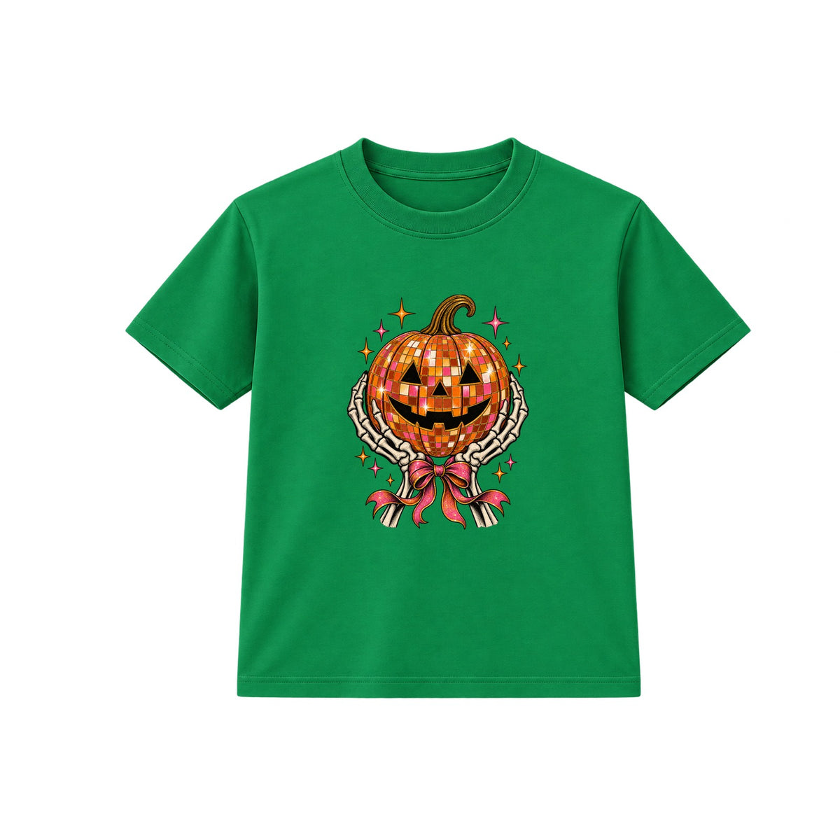 Pumpkin Disco Ball adult Halloween t-shirt - Green