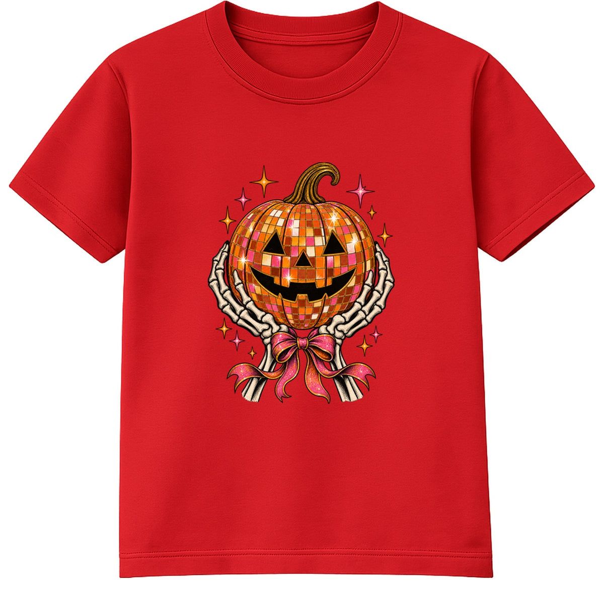 Pumpkin Disco Ball adult Halloween t-shirt - Red