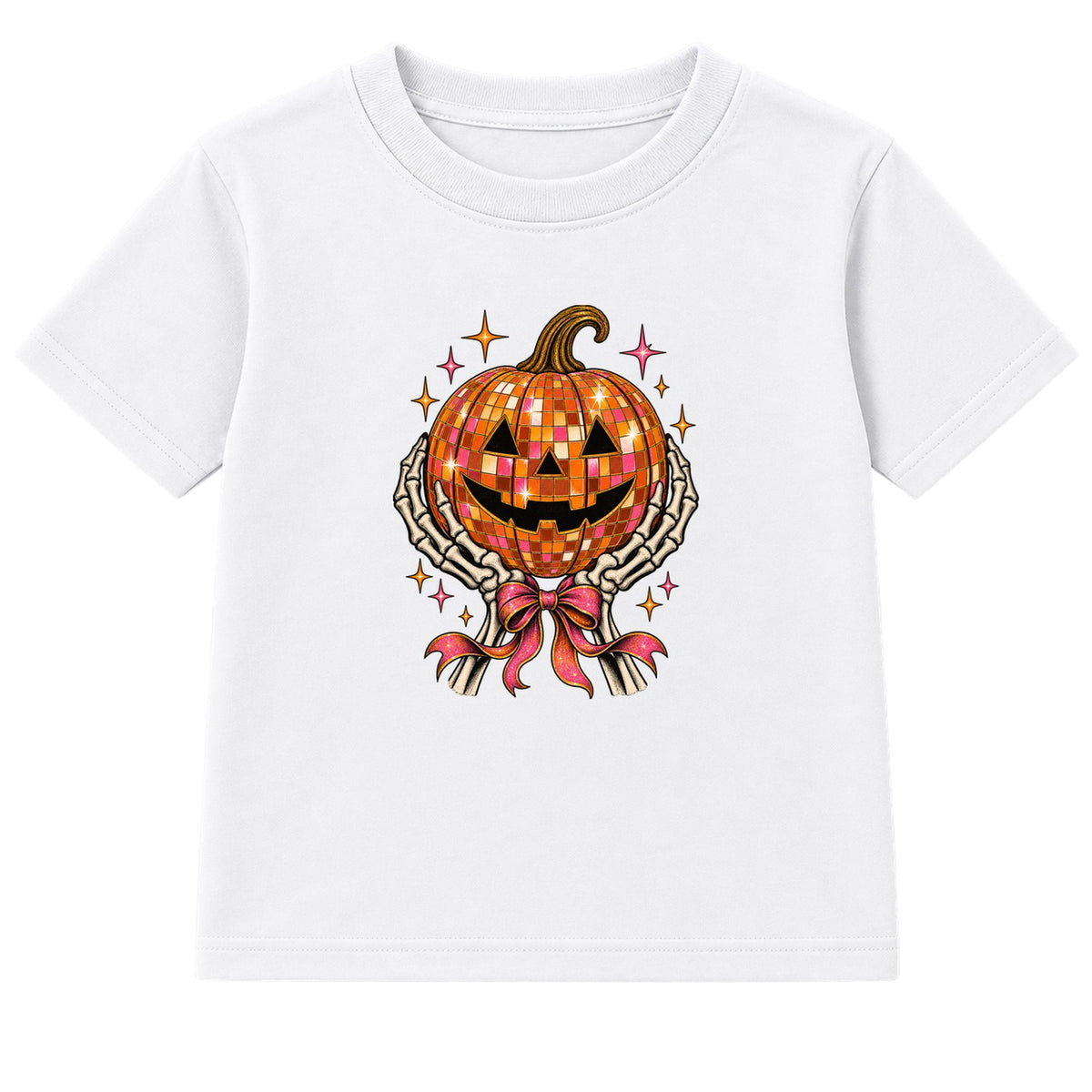 Pumpkin Disco Ball adult Halloween t-shirt - White