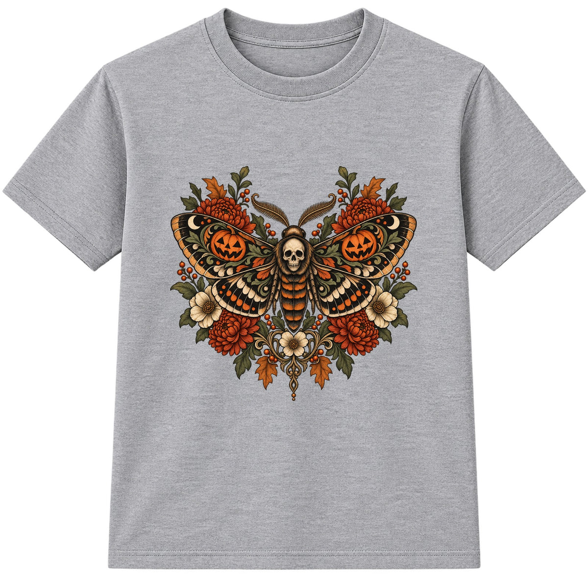 Lantern Moth adult Halloween t-shirt - Heather Grey