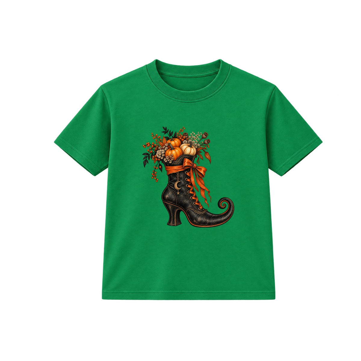 Witch Boot adult Halloween t-shirt - Green