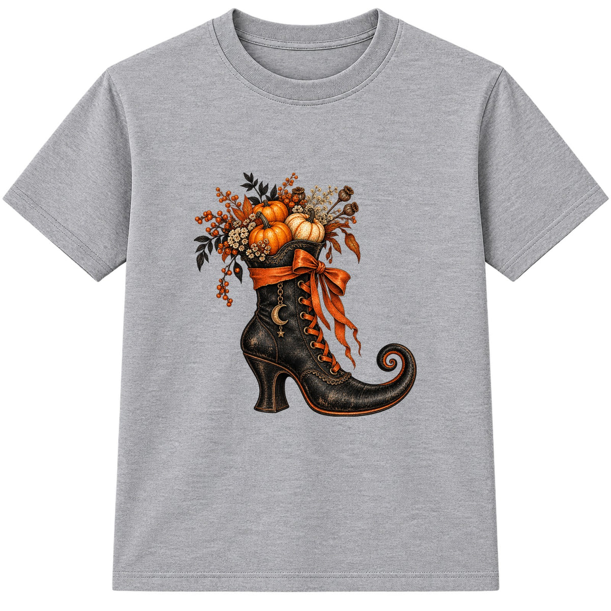 Witch Boot adult Halloween t-shirt - Heather Grey