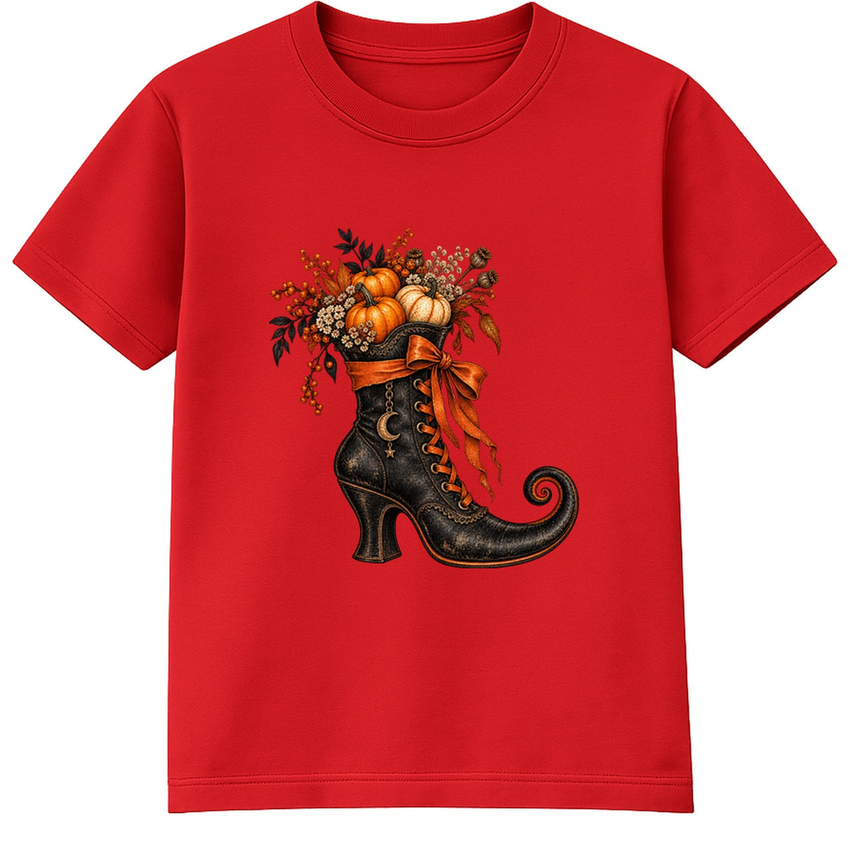 Witch Boot adult Halloween t-shirt - Red