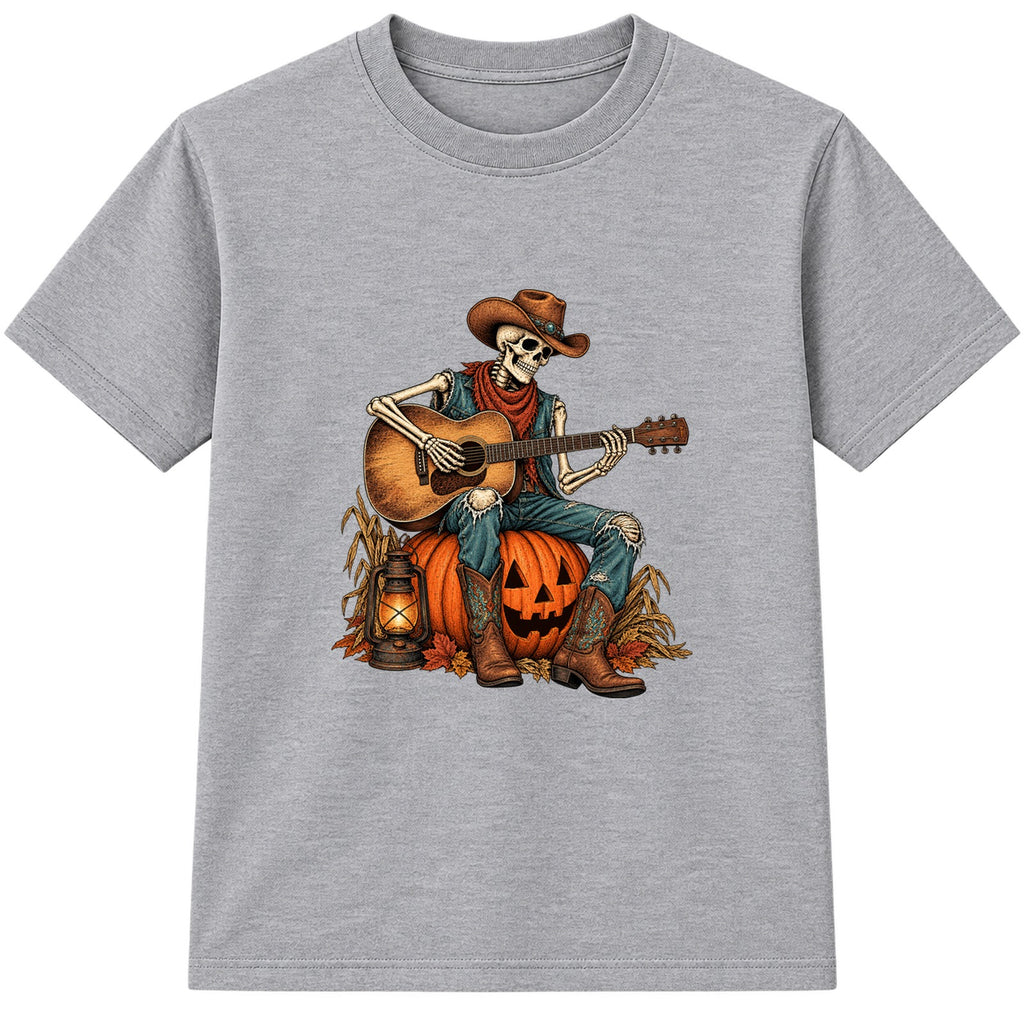 Skeleton Guitarist adult Halloween t-shirt - Heather Grey