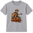 Skeleton Guitarist adult Halloween t-shirt - Heather Grey