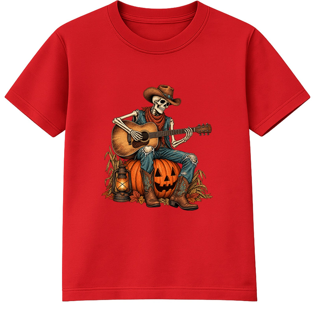 Skeleton Guitarist adult Halloween t-shirt - Red
