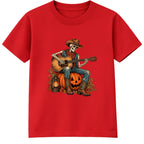Skeleton Guitarist adult Halloween t-shirt - Red
