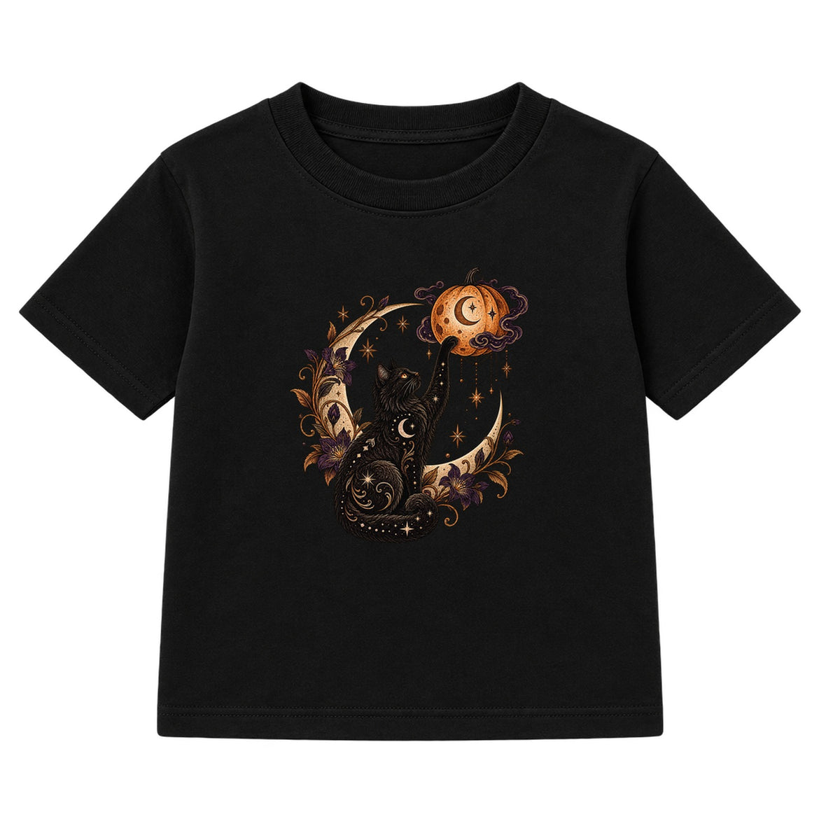 Celestial Cat adult Halloween t-shirt - Black