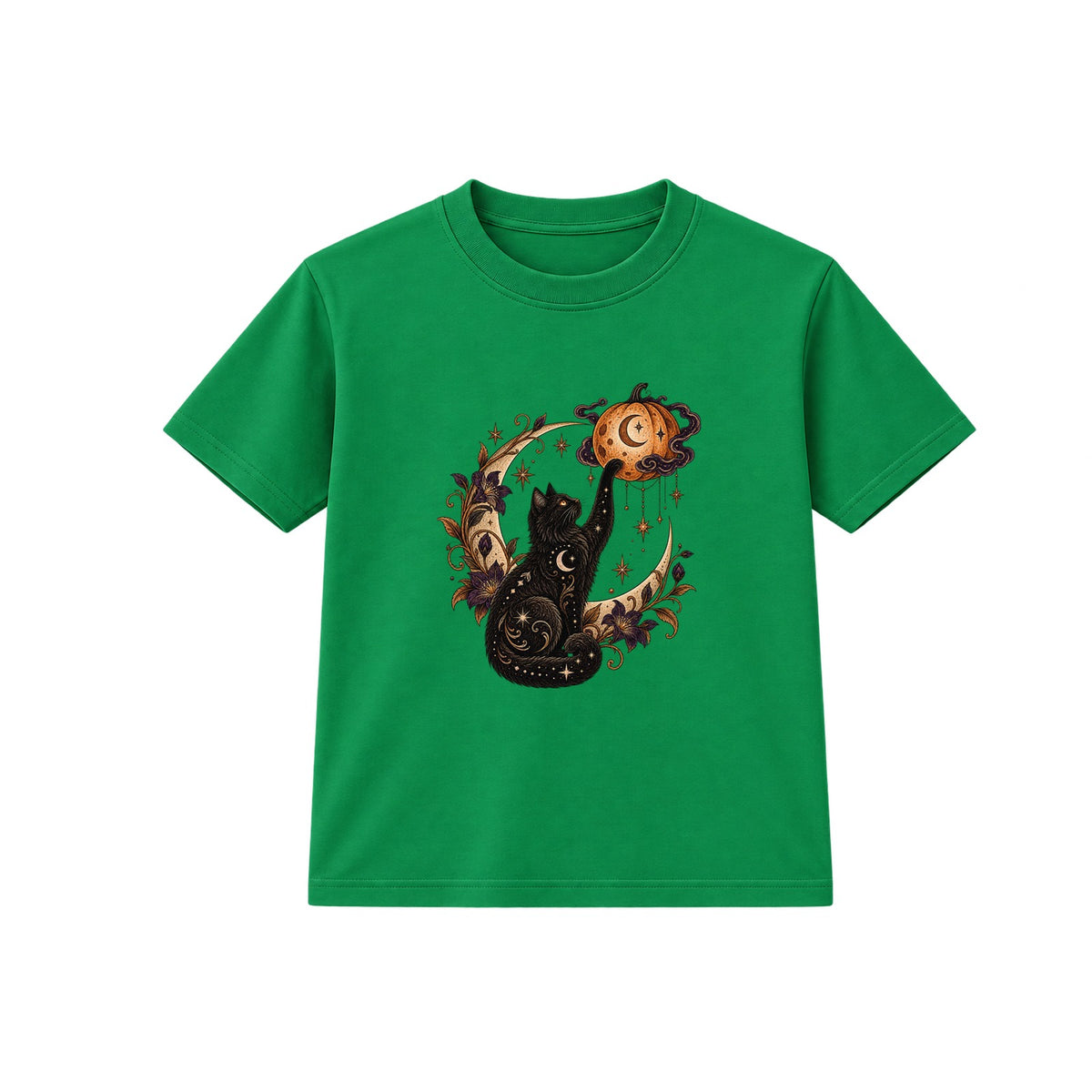 Celestial Cat adult Halloween t-shirt - Green