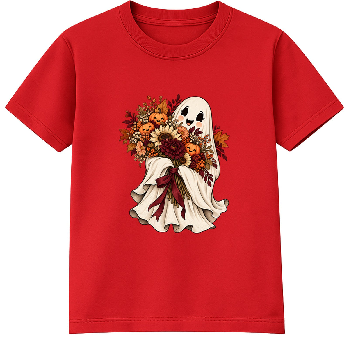 Bouquet Ghost kids Halloween t-shirt - Red