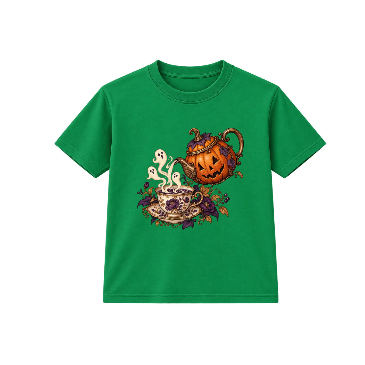 Pumpkin Teapot adult Halloween t-shirt - Green