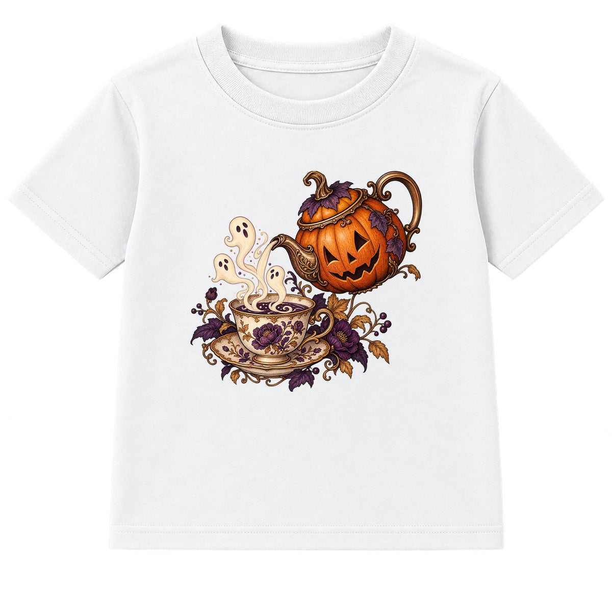 Pumpkin Teapot adult Halloween t-shirt - White