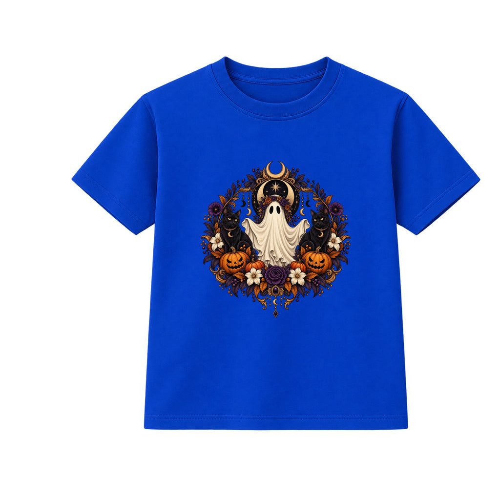 Ghost Wreath adult Halloween t-shirt - Blue