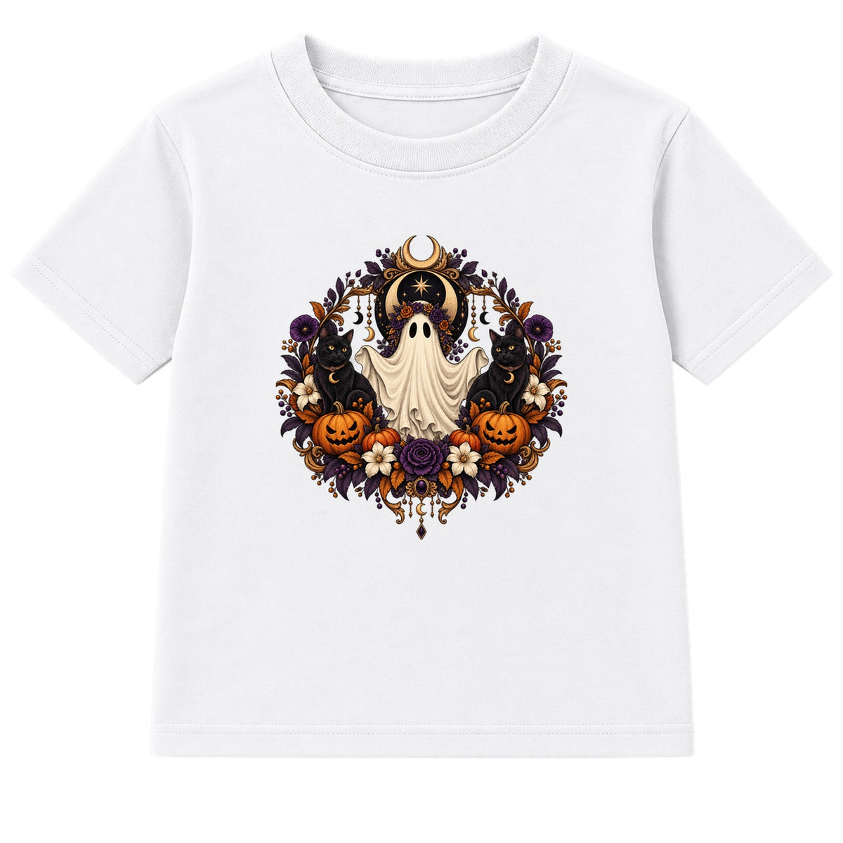 Ghost Wreath adult Halloween t-shirt - White