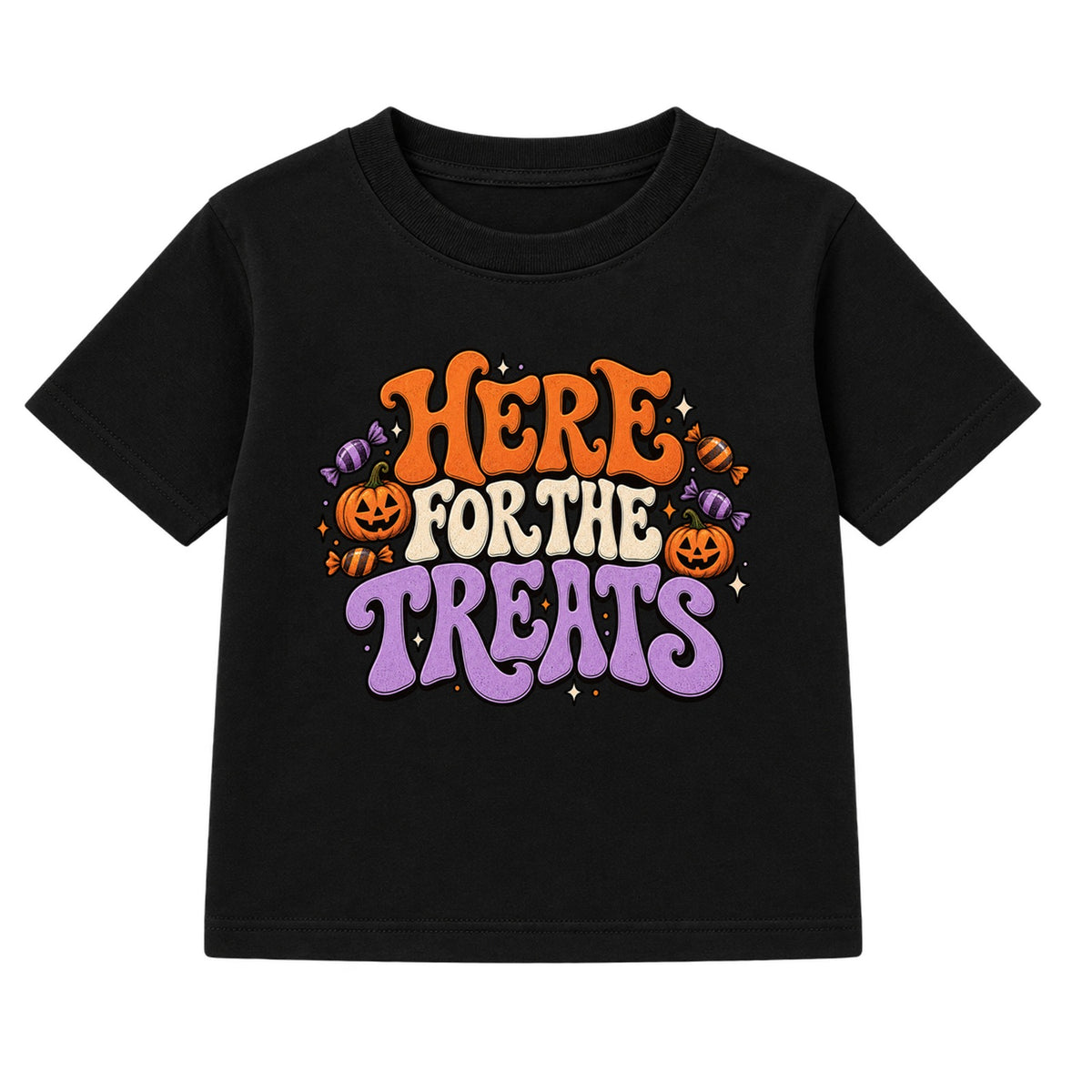 Here For The Treats adult Halloween t-shirt - Black