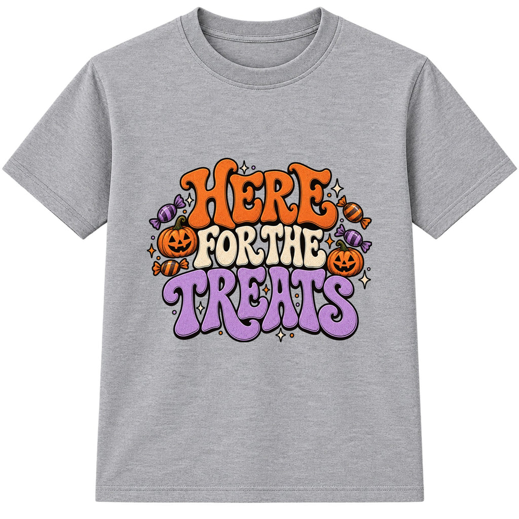 Here For The Treats adult Halloween t-shirt - Heather Grey