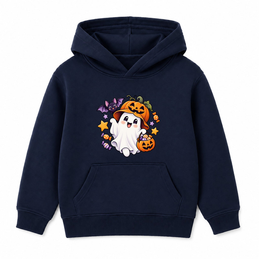 Pumpkin Hat Ghost kids Halloween hoodie - Navy